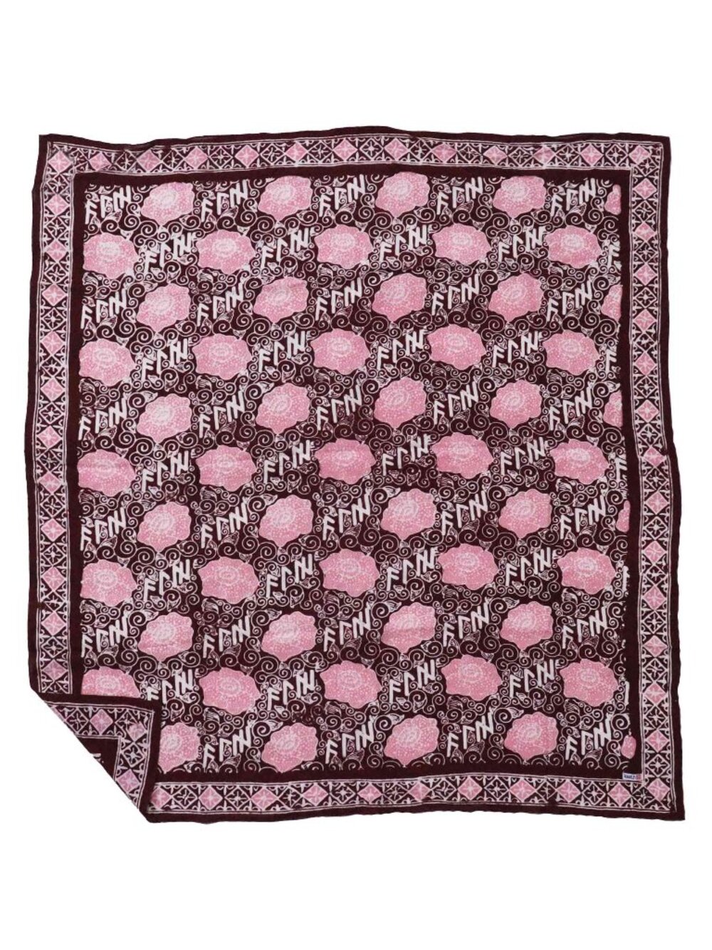 Large 39" Batik Bandana, Giant Padma In Red, Wild Rag XL